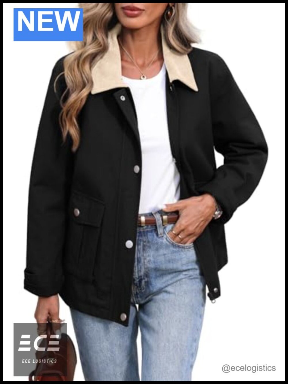 Women's Quilted Padded Barn Utility Jacket Oversized Cotton Zip Coat